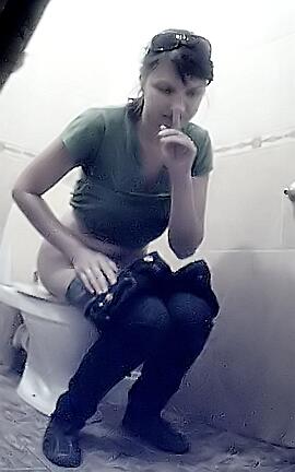 Women Pissing in the Office Center Toilet